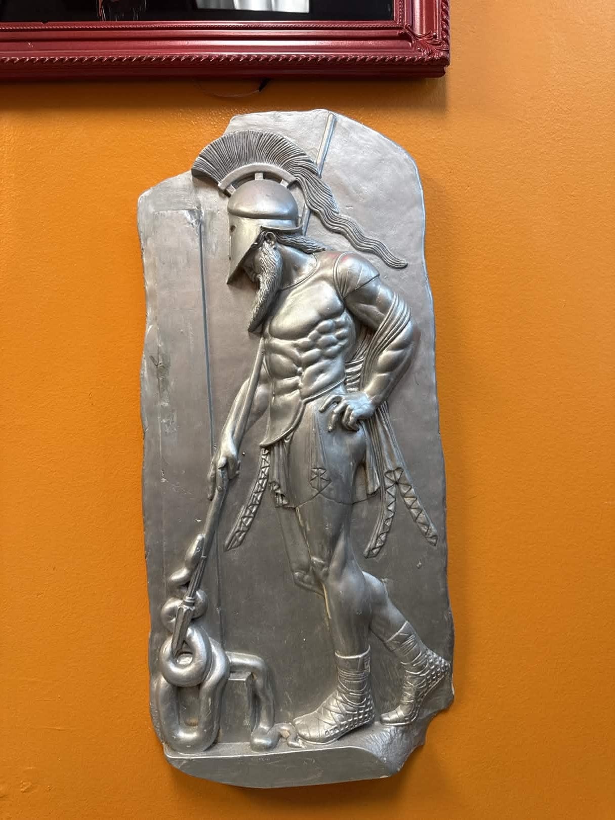 Spartan Warrior Relief Sculpture — Silver Wall Art